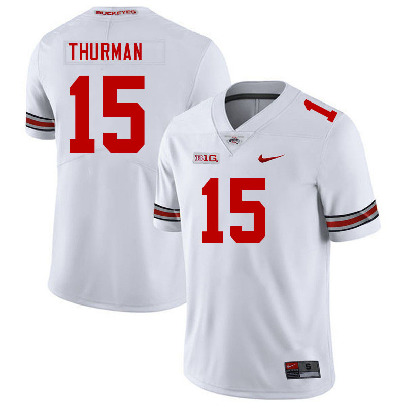 Men #15 Jelani Thurman Ohio State Buckeyes College Football Jerseys Stitched-White